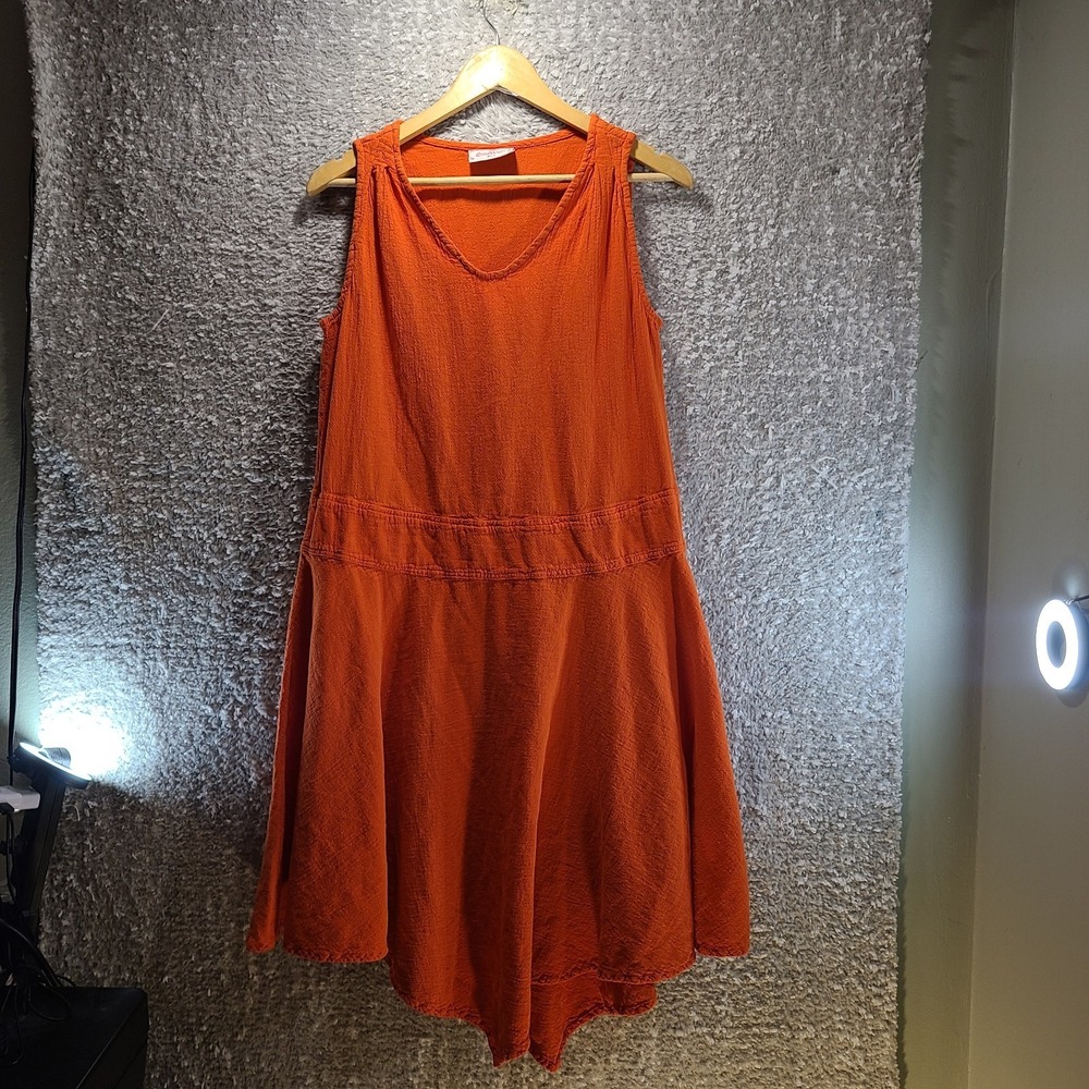 Cottonways‎ Women's Sleeveless Gauze Midi Dress Orange Cotton 1 Asymmetric